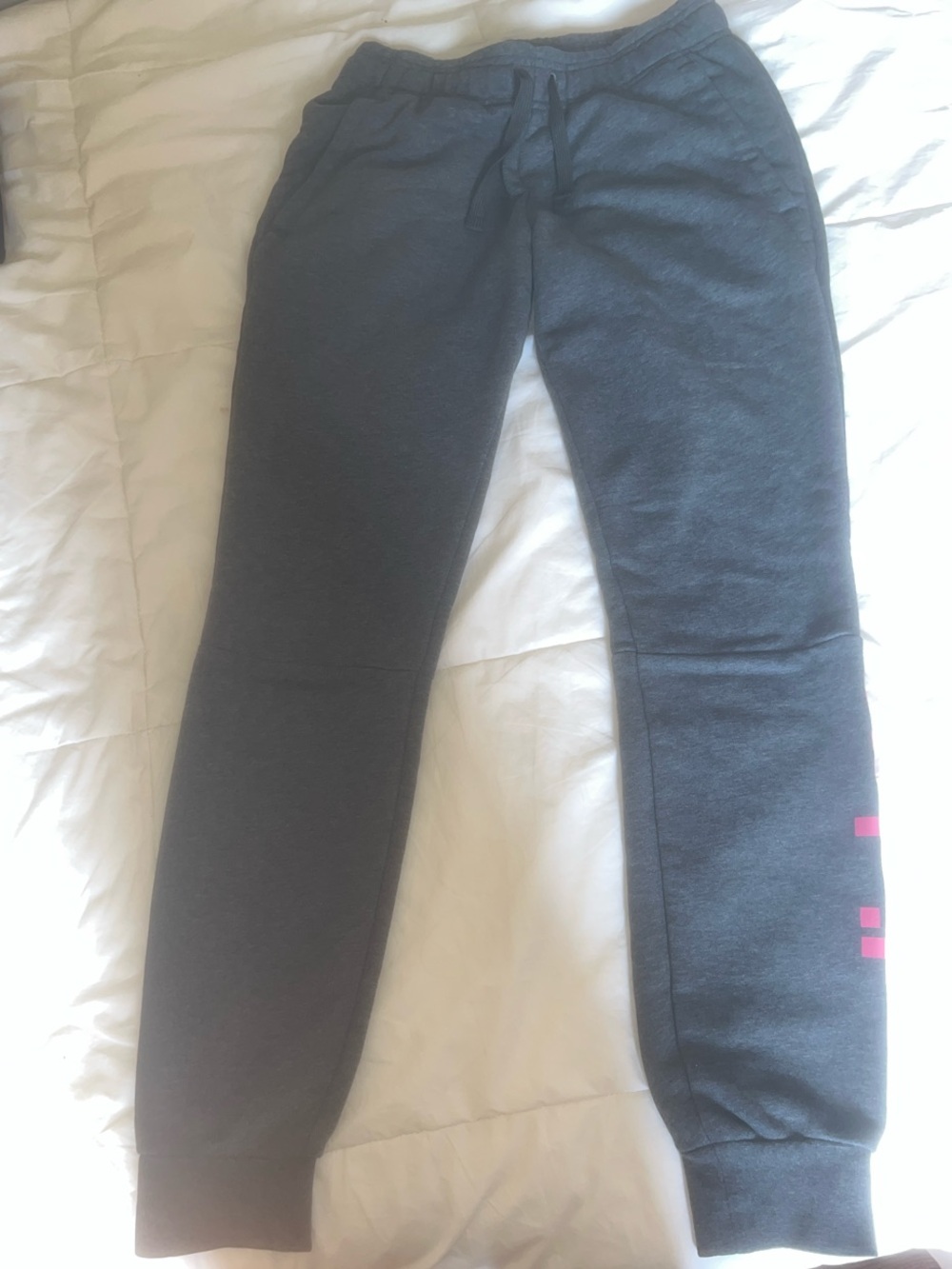 adidas women’s Charcoal Gray Joggers with Pink Accent